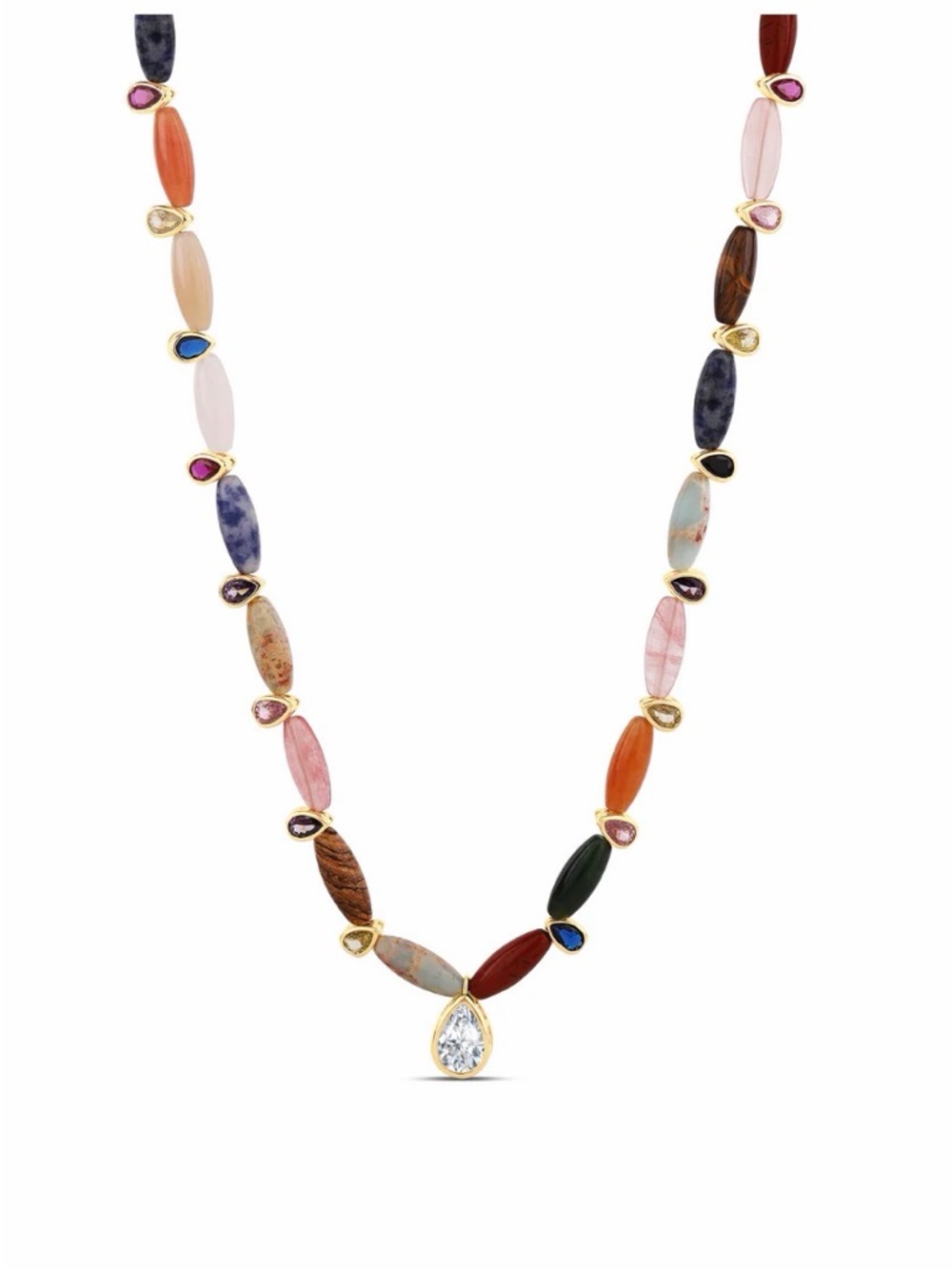RAINBOW NAVETTE & GEM DROP NECKLACE